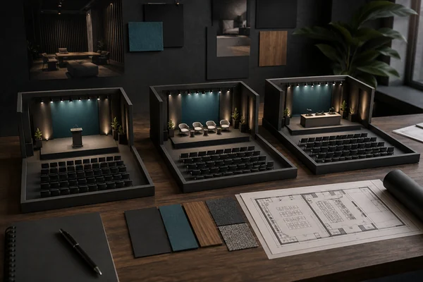 Tres propuestas de escenario representadas en maquetas para comparar su alcance.